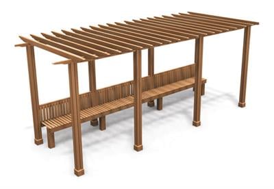 Ahşap Pergola 4x1.5m, Oturmalı Model