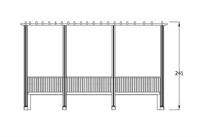 Ahşap Pergola 4x1.5m, Oturmalı Model