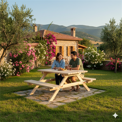Wooden Picnic Table, 145 cm Forest Table