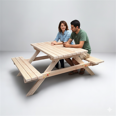 Wooden Picnic Table, 145 cm Forest Table