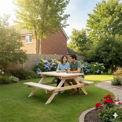 Wooden Picnic Table, 145 cm Forest Table