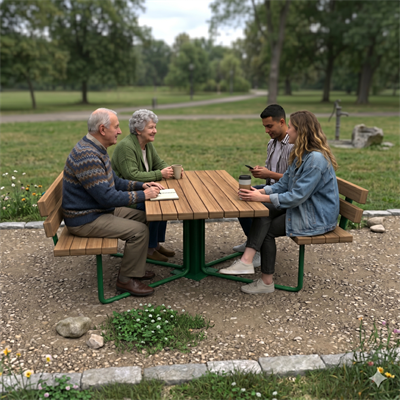 Wooden Picnic Table with Backrest, 145 cm – Metal Legs