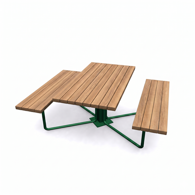 Wooden Picnic Table without Backrest, 145 cm – Metal Legs
