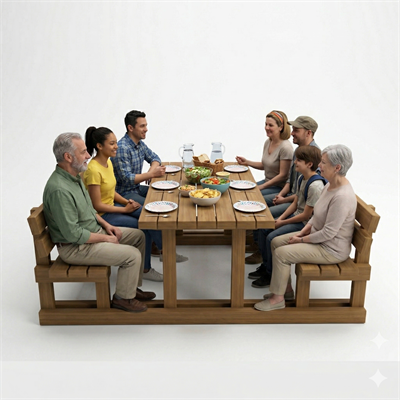 Wooden Picnic Table with Backrest, 170 cm