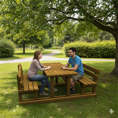Wooden Picnic Table with Backrest, 170 cm