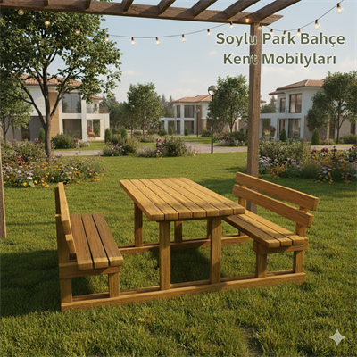 Wooden Picnic Table with Backrest, 170 cm