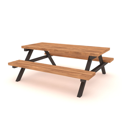 Wooden Picnic Table with Metal Legs, 180 cm