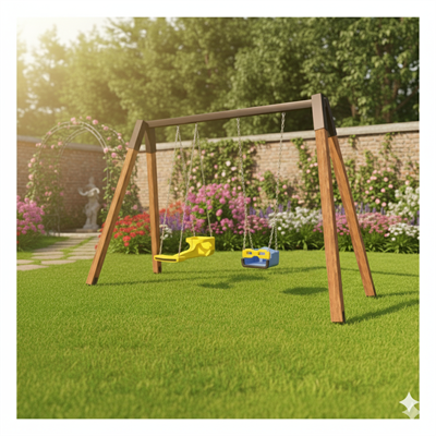 Wooden Swing Set – Parent & Child Safety Seat Combo 
