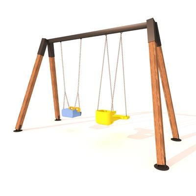 Wooden Swing Set – Parent & Child Safety Seat Combo 