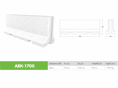 ARK-1700 Beton Yol Bariyeri 250 cm