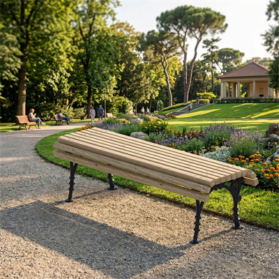 Backless Seating Bench with Knobbed Design Cast Legs