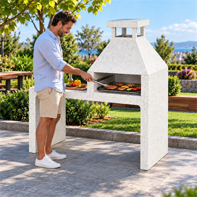 ARS-400 Tezgahlı ve Bacalı Beton Barbekü