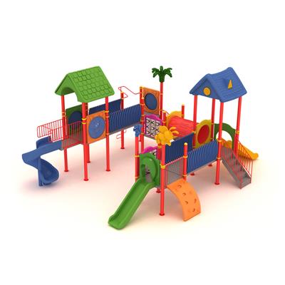 Beş Kuleli Üç Kaydıraklı 8x7m Çocuk Oyun Grubu