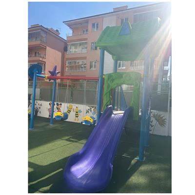 Bir Kaydıraklı 2 Salıncaklı - Deniz Yıldızı Figürlü Çocuk Oyun Parkı Modeli