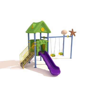 Bir Kaydıraklı 2 Salıncaklı - Deniz Yıldızı Figürlü Çocuk Oyun Parkı Modeli