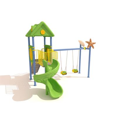 Bir Kaydıraklı Çocuk Oyun Parkı - Deniz Kabuğu ve Deniz Yıldızı Figürlü