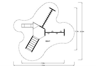 Çocuk Oyun Parkı 8x8m, Tırmanma ve Denge Aktiviteli Model