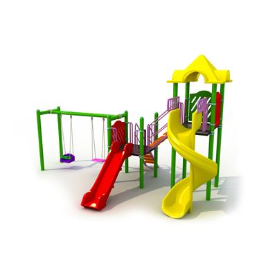 Çocuk Oyun Parkı 6.5x4.5m, İki Kaydıraklı Klasik Model