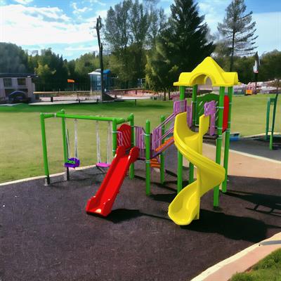 Çocuk Oyun Parkı 6.5x4.5m, İki Kaydıraklı Klasik Model