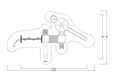Metal Playground Set with Three Slides – BOS-25 (11x7.5m)