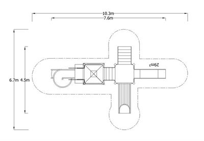 Metal Çocuk Oyun Parkı 4,5x7,6m, Salıncaksız Model