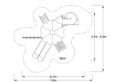 Dış Mekan Çocuk Oyun Parkı 6x5m, Altıgen Çatılı Model