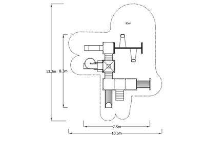 Dış Mekan Çocuk Oyun Parkı 8x8m, Salıncak İlaveli Model