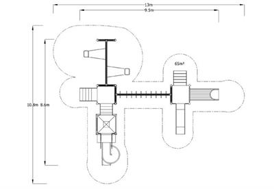 Çocuk Oyun Parkı 8,6mx9,5m, Komando Halkalı Model