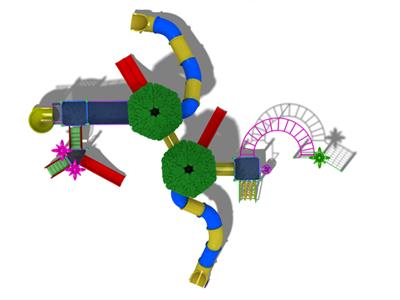 Dış Mekan Çocuk Oyun Parkı 12x12m, İki Kuleli Mega Seri 