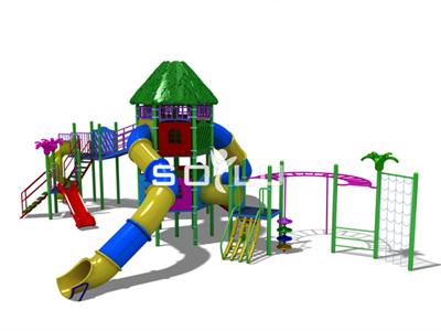 Dış Mekan Çocuk Oyun Parkı 12x12m, İki Kuleli Mega Seri 