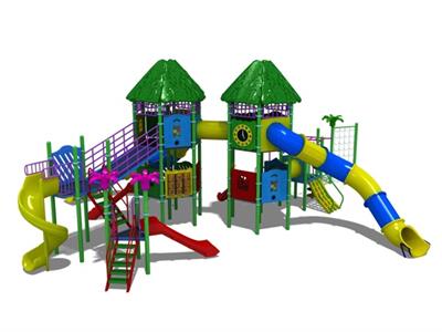 Dış Mekan Çocuk Oyun Parkı 12x12m, İki Kuleli Mega Seri 