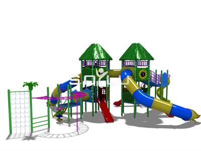 Dış Mekan Çocuk Oyun Parkı 12x12m, İki Kuleli Mega Seri 