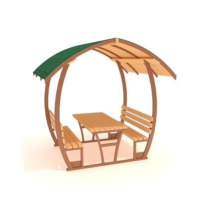 Bombe Çatılı Piknik Masası PTB13M, Metal 8 Kişilik