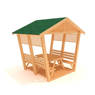 Çatılı Piknik Masası GZ18N, Ahşap Zeminli 8 Kişilik