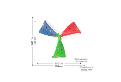 Çocuk Oyun Elemanı, 3 Burgulu Tırmanma 300x300cm