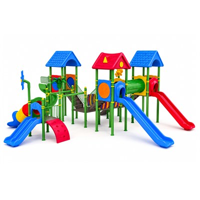 Çocuk Oyun Grubu 11x11m, Altı Kuleli 5 Kaydıraklı Model