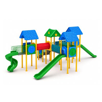 Çocuk Oyun Grubu 13x10m Beş Kuleli Dört Kaydıraklı 