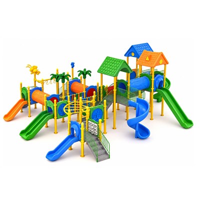 Çocuk Oyun Grubu 13x11m, On Kuleli Altı Kaydıraklı Model