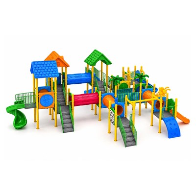 Çocuk Oyun Grubu 13x11m, On Kuleli Altı Kaydıraklı Model