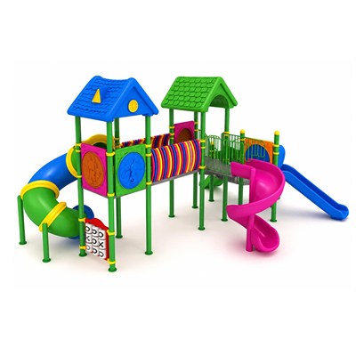 Çocuk Oyun Grubu 8.5x6m, Dört Kuleli Ev Çatılı Model