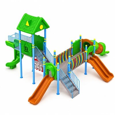 Çocuk Oyun Grubu 8x7m 3 Kuleli Ev Çatılı