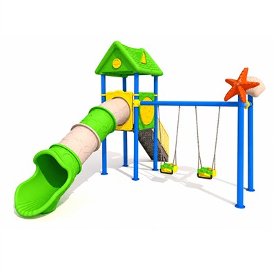 Çocuk Oyun Grubu Bir Kuleli - Tüp Kaydıraklı Ev Çatılı Model