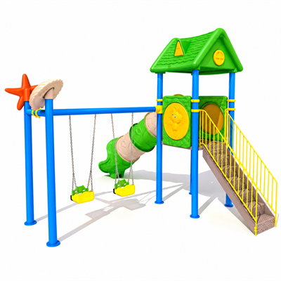 Çocuk Oyun Grubu Bir Kuleli - Tüp Kaydıraklı Ev Çatılı Model