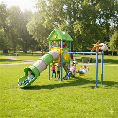 Çocuk Oyun Grubu Bir Kuleli - Tüp Kaydıraklı Ev Çatılı Model