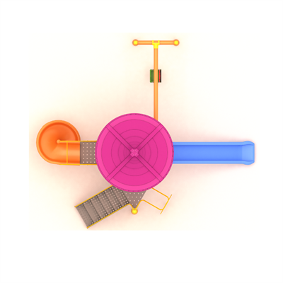 Çocuk Oyun Grubu İki Kaydıraklı, Konik Çatılı 5.8 m x 5.9 m