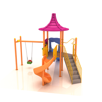 Çocuk Oyun Grubu İki Kaydıraklı, Konik Çatılı 5.8 m x 5.9 m