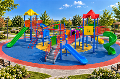 Çocuk Oyun Parkı 12x12m, Altı Kaydıraklı Salıncak İlaveli Model