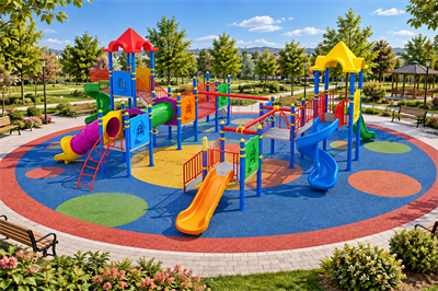 Çocuk Oyun Parkı 12x12m, Altı Kaydıraklı Salıncak İlaveli Model