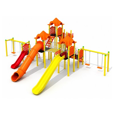 Çocuk Oyun Parkı 12x12m, Dört Kaydıraklı 4 Salıncaklı Model