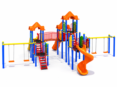 Çocuk Oyun Parkı 12x12m, Dört Kaydıraklı 4 Salıncaklı Model